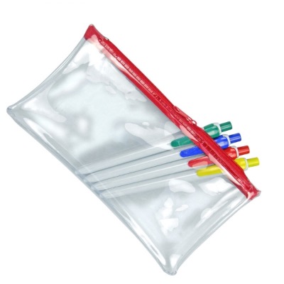 Image of PVC Pencil Case (Clear with Red Zip)