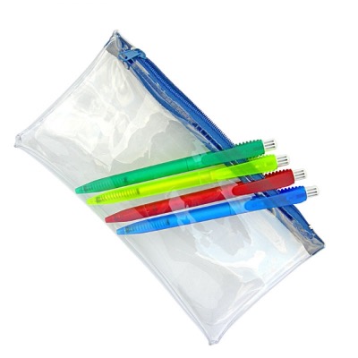 Image of PVC Pencil Case (Clear with Blue Zip)