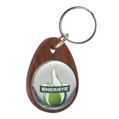 Image of Real Wood Keyring with Domed Metal Insert