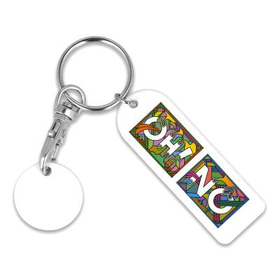 Image of Recycled OLD £ Rectangle Trolley Mate Keyring (unprinted coin)